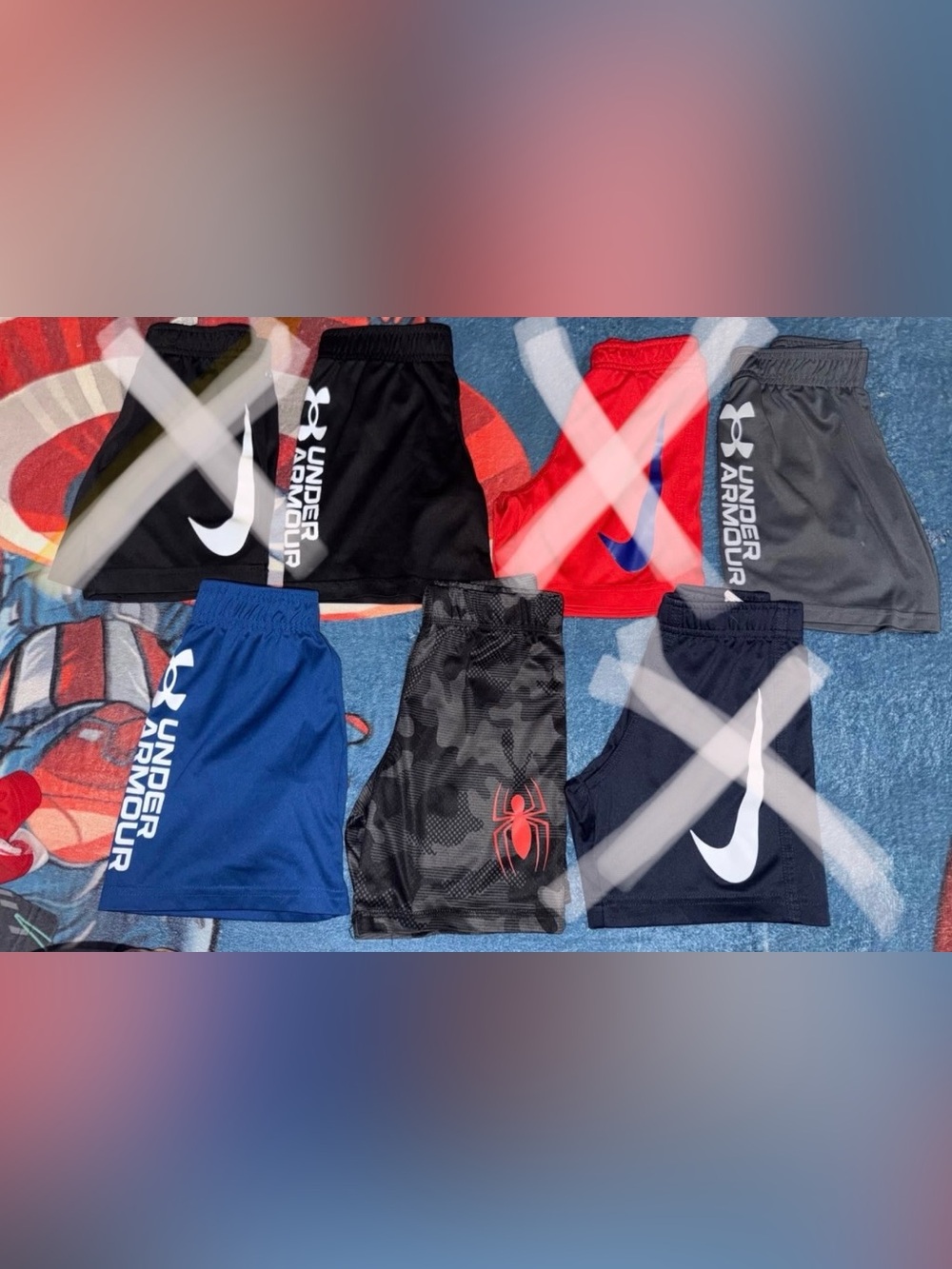 Youth Athletic Shorts Variety Pack — Black, Red, Blue, Gray